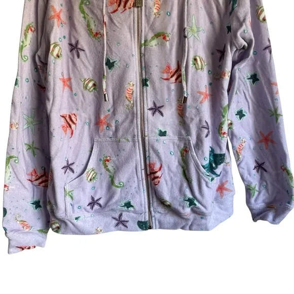 HILL HOUSE The Allie Zip Up Purple Sea Creatures Hoodie Jacket NWT - Picture 4 of 11